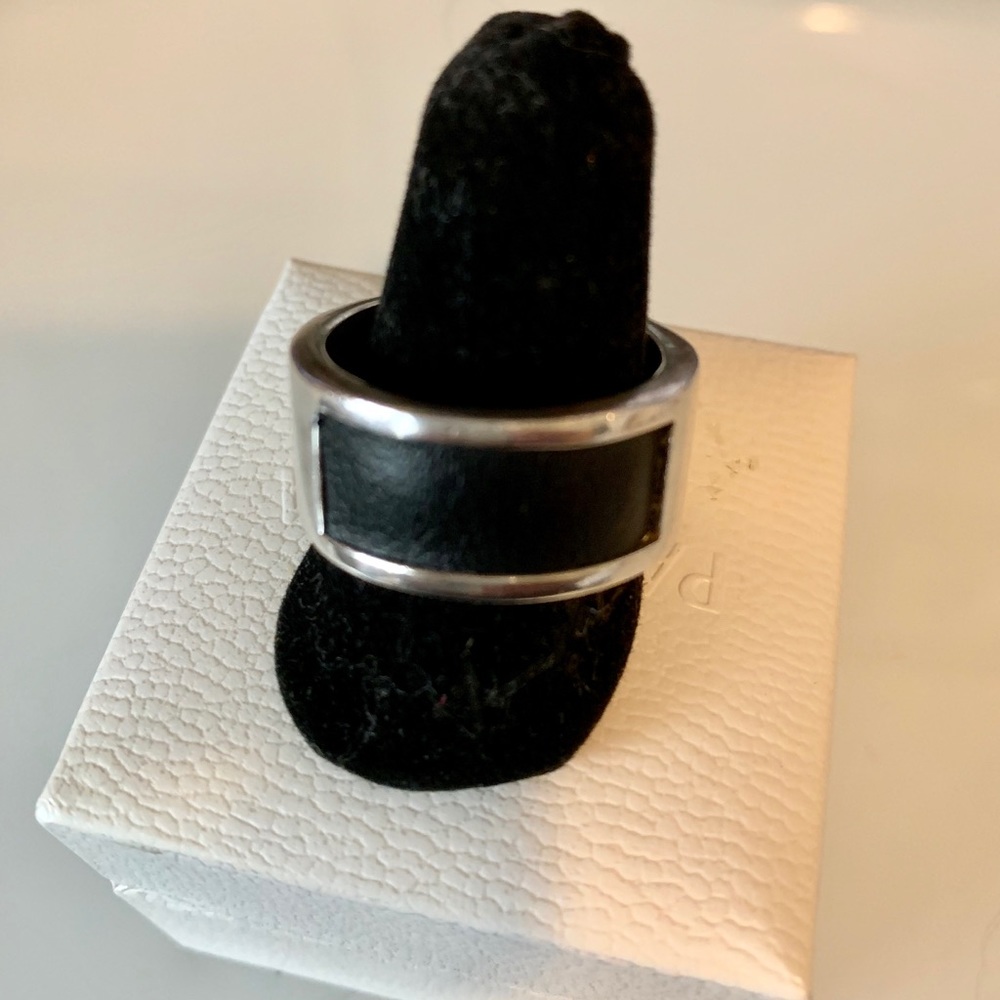 Sterling Silver Ring W/Leather - image 1